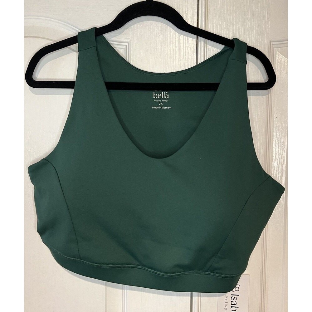 NWT Isabella Active Wear Amore Knit 2X Green Soft Supportive Padded Racerback